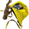 Yellow children's hat with chin strap – side view